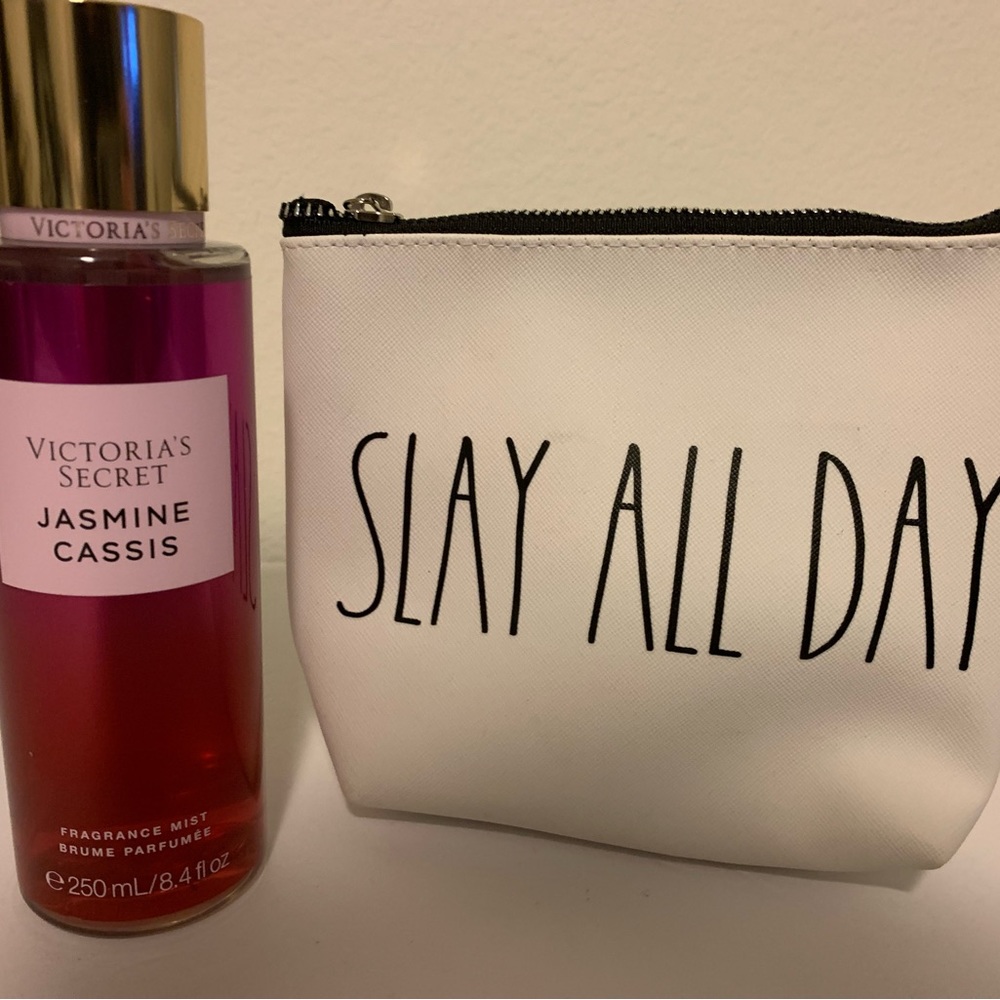Vsecret spray& Rae Dunn Cosmetic Bag New w tags